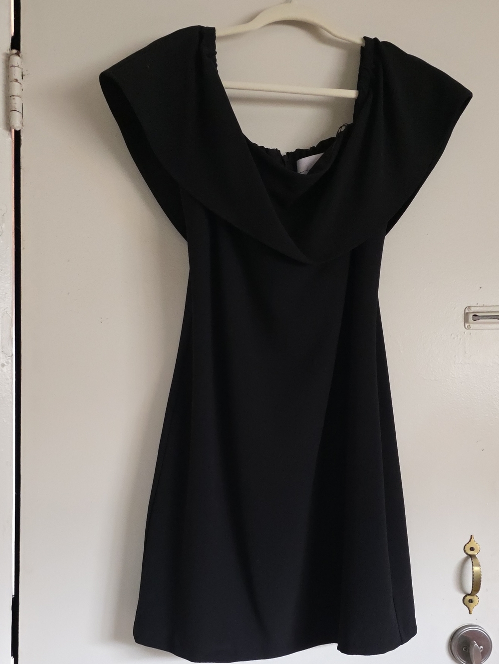 Charles Henry Black Off-Shoulder Mini Dress